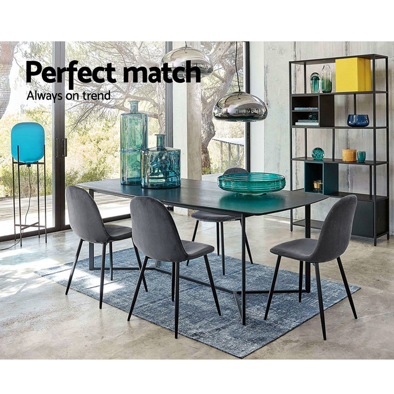 Eyrar II Velvet Dining Chairs (Set of 4).