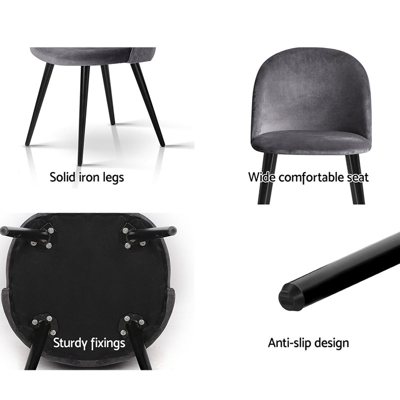 Sandnes Velvet Dining Chairs (Set of 2) - Dark Grey