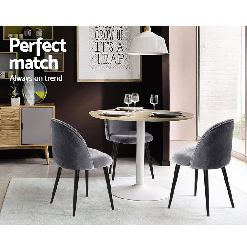 Sandnes Velvet Dining Chairs (Set of 2) - Dark Grey