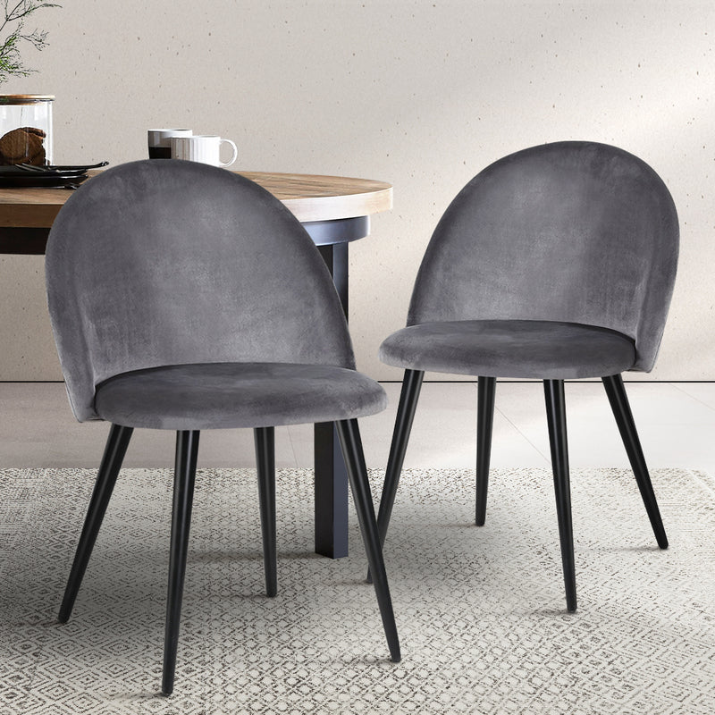 Sandnes Velvet Dining Chairs (Set of 2) - Dark Grey