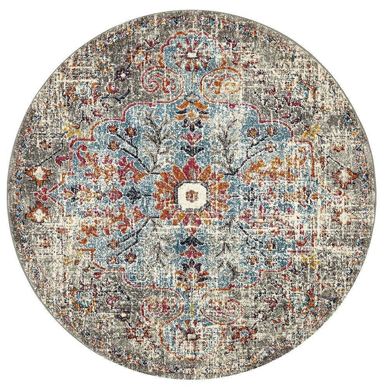 Library Huxley Multi Coloured Round Rug.