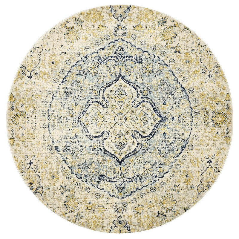 Library Tyler Sky Blue Round Rug.