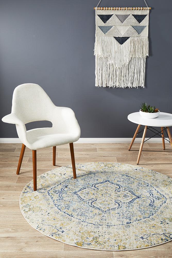 Library Tyler Sky Blue Round Rug.