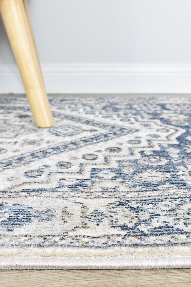 Medina Cream Blue Runner Rug A161A.