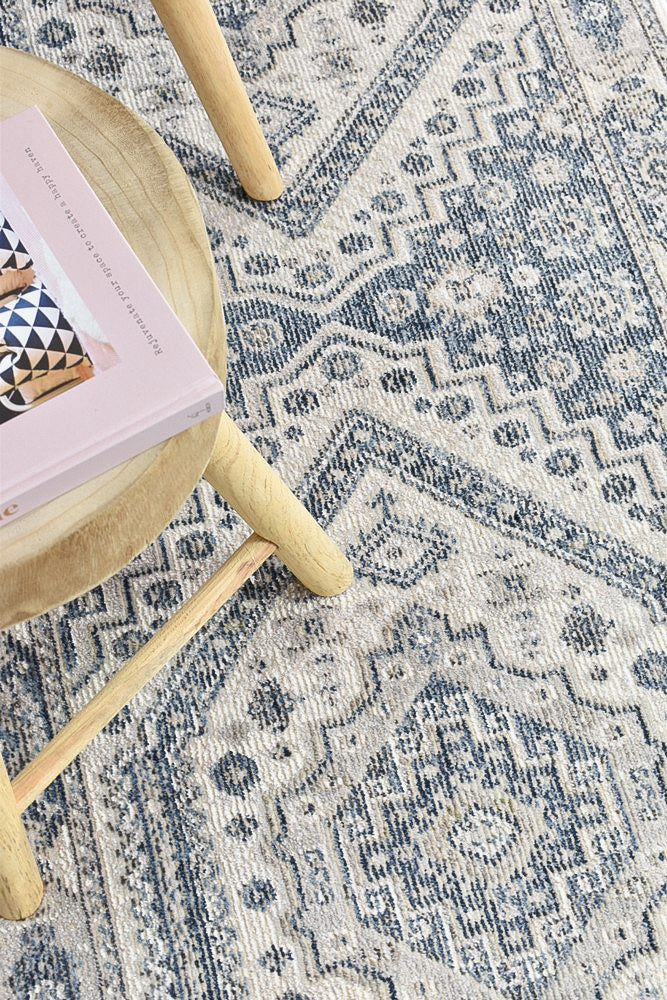 Medina Cream Blue Runner Rug A161A.