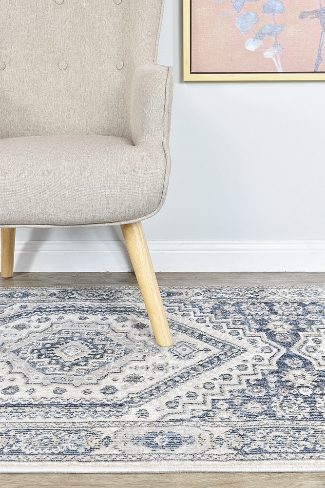 Medina Cream Blue Runner Rug A161A.