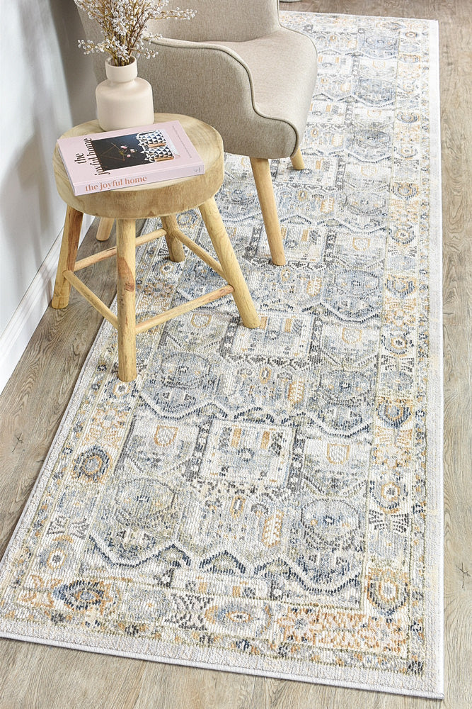 Medina Blue Grey Runner Rug 0319A.