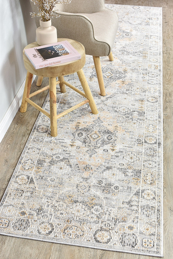 Medina Grey Mustard Runner Rug 0320C.