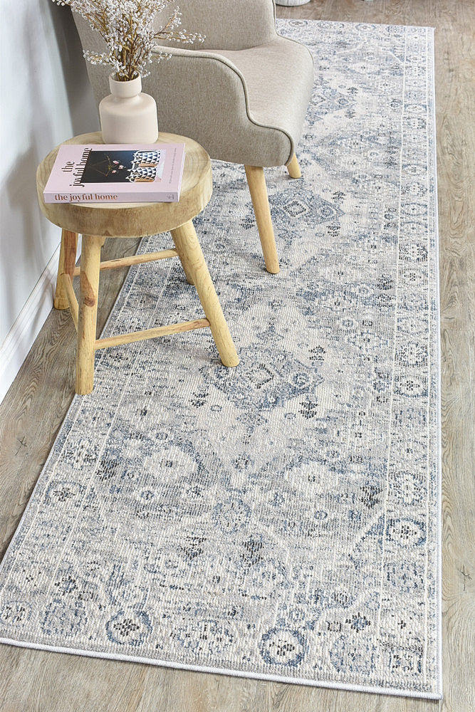 Medina Blue L.Grey Runner Rug 0320C.