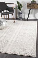 Bayview Salma White And Grey Tribal Rug.