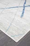 Bayview Noah White Blue Contemporary Runner Rug.