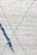 Bayview Noah White Blue Contemporary Runner Rug.