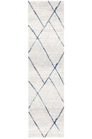 Bayview Noah White Blue Contemporary Runner Rug.