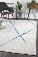 Bayview Noah White Blue Contemporary Rug.