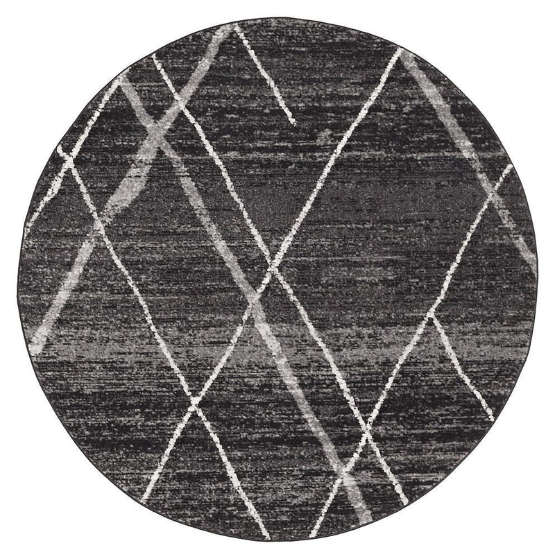 Bayview Noah Charcoal Contemporary Round Rug.