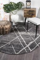 Bayview Noah Charcoal Contemporary Round Rug.
