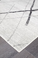 Bayview Noah White Grey Contemporary Runner Rug.