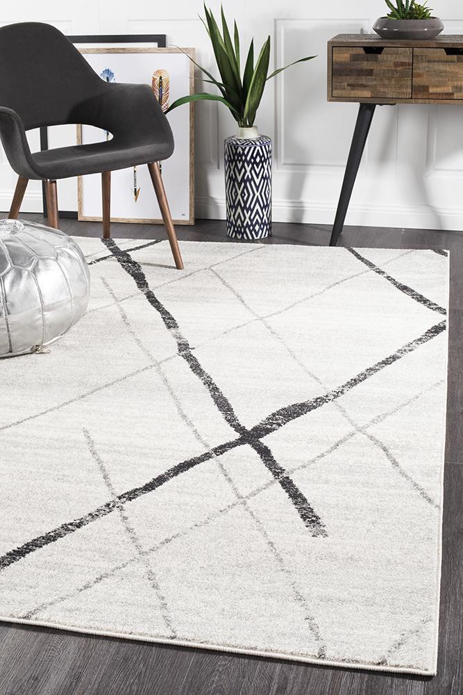Bayview Noah White Grey Contemporary Rug.