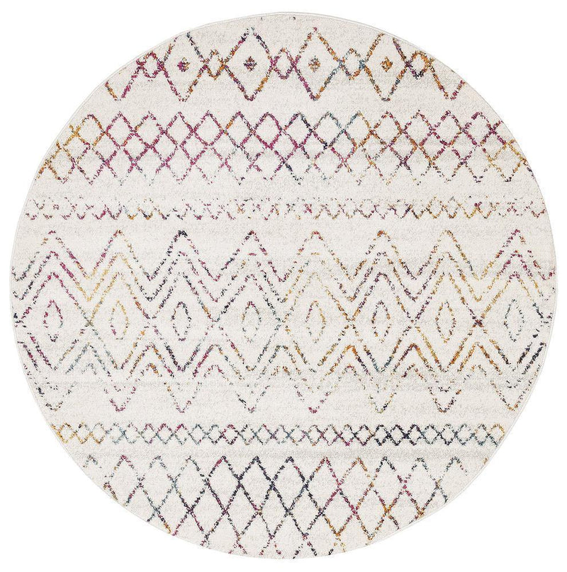 Bayview Nadia Multi Rustic Tribal Round Rug.