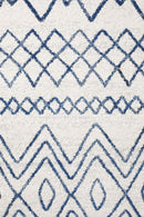Bayview Nadia White Blue Rustic Tribal Round Rug.