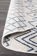 Bayview Nadia White Blue Rustic Tribal Round Rug.