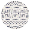 Bayview Nadia White Blue Rustic Tribal Round Rug.