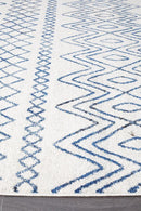 Bayview Nadia White Blue Rustic Tribal Runner Rug.
