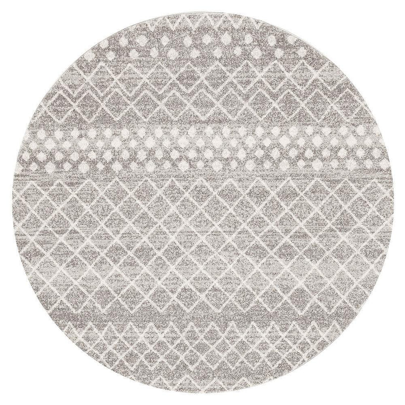 Bayview Selma Silver Tribal Round Rug.