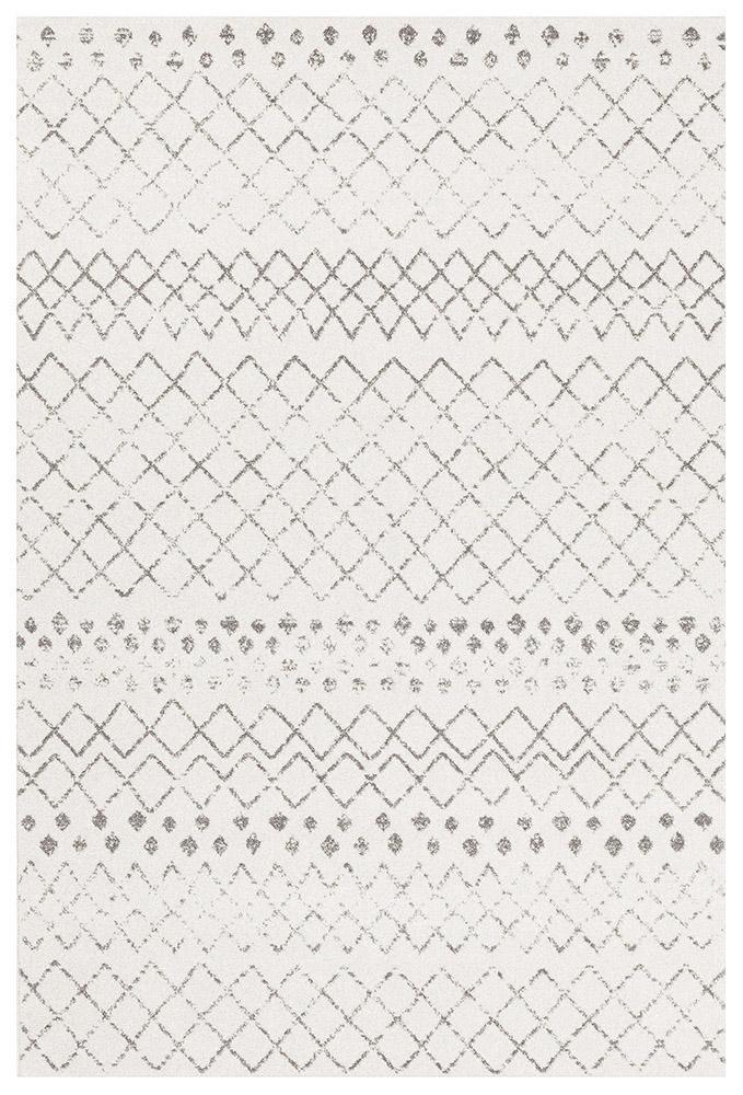 Bayview Selma White Grey Tribal Rug.