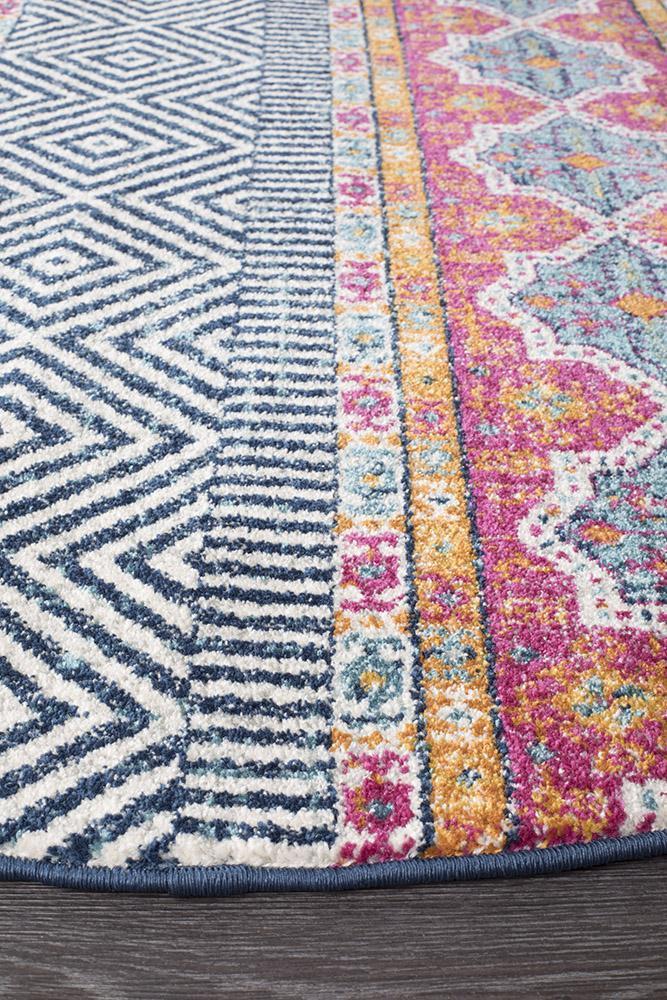 Bayview Sabrina Multi Tribal Round Rug.