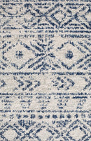 Bayview Ismail White Blue Rustic Round Rug.