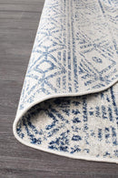 Bayview Ismail White Blue Rustic Round Rug.