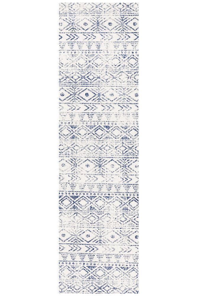 Bayview Ismail White Blue Rustic Rug.