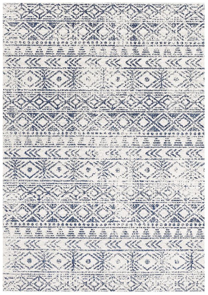 Bayview Ismail White Blue Rustic Rug.