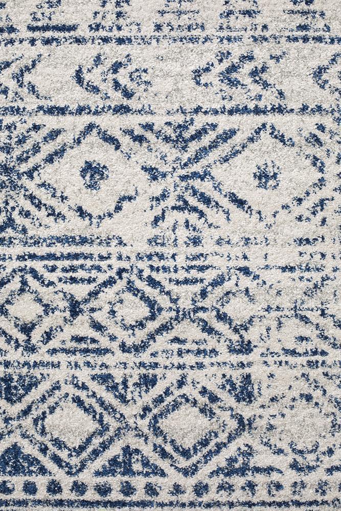Bayview Ismail White Blue Rustic Rug.