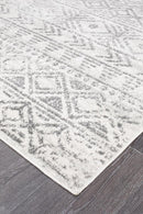 Bayview Ismail White Grey Rustic Runner Rug.