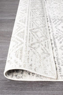 Bayview Ismail White Grey Rustic Runner Rug.