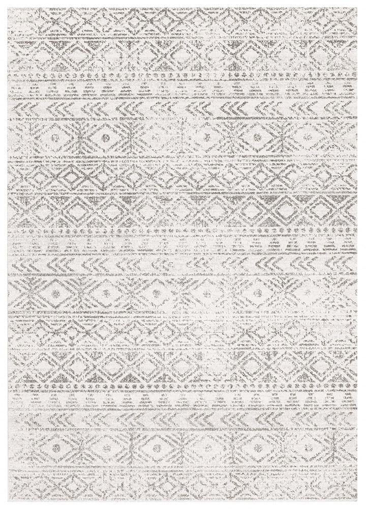 Bayview Ismail White Grey Rustic Rug.
