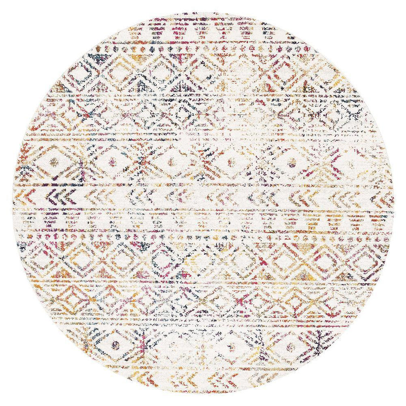 Bayview Ismail Multi Grey Rustic Round Rug.