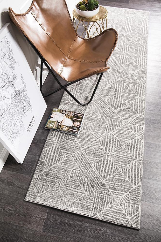 Bayview Kenza Contemporary Silver Runner Rug.