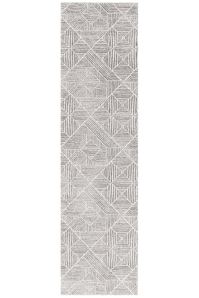 Bayview Kenza Contemporary Silver Runner Rug.