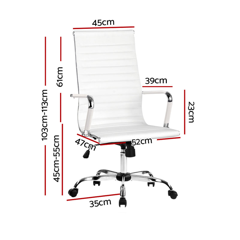 Tikar High Back PU Office Chair - White