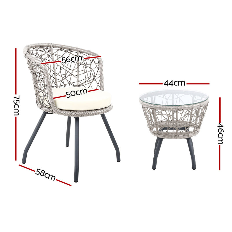 Karping 3 Piece Outdoor Set - Grey