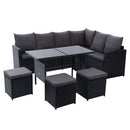 Alawoona 9 Seater Outdoor Set - Black