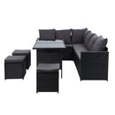 Alawoona 9 Seater Outdoor Set - Black