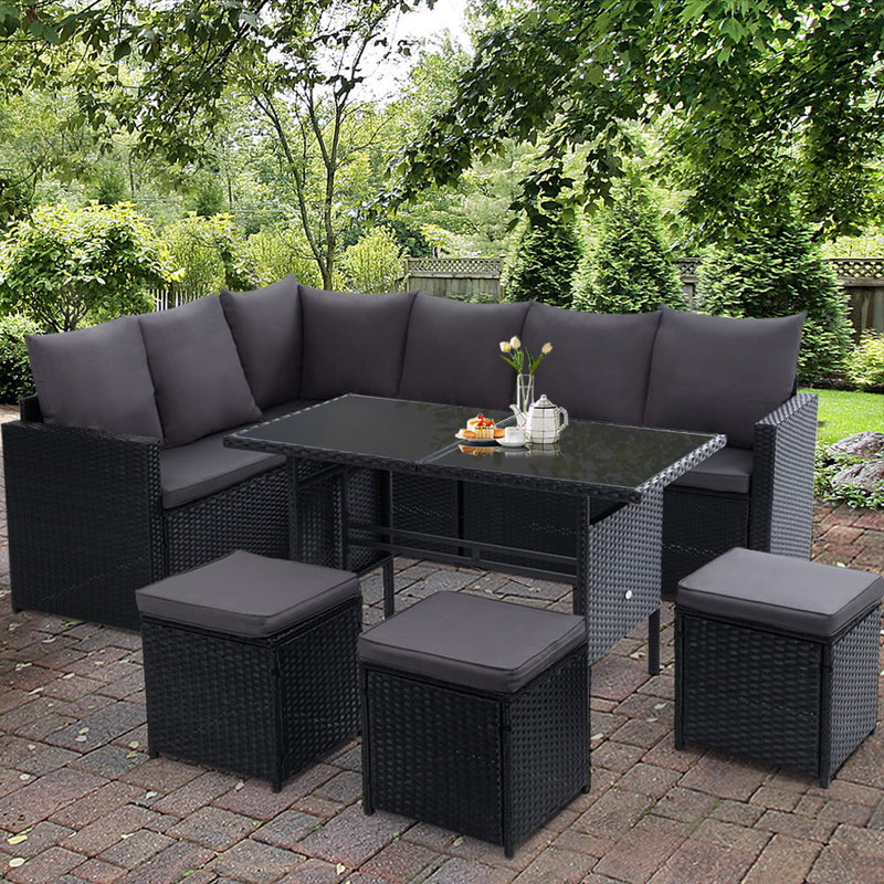 Alawoona 9 Seater Outdoor Set - Black