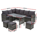 Alawoona 9 Seater Outdoor Set - Grey.