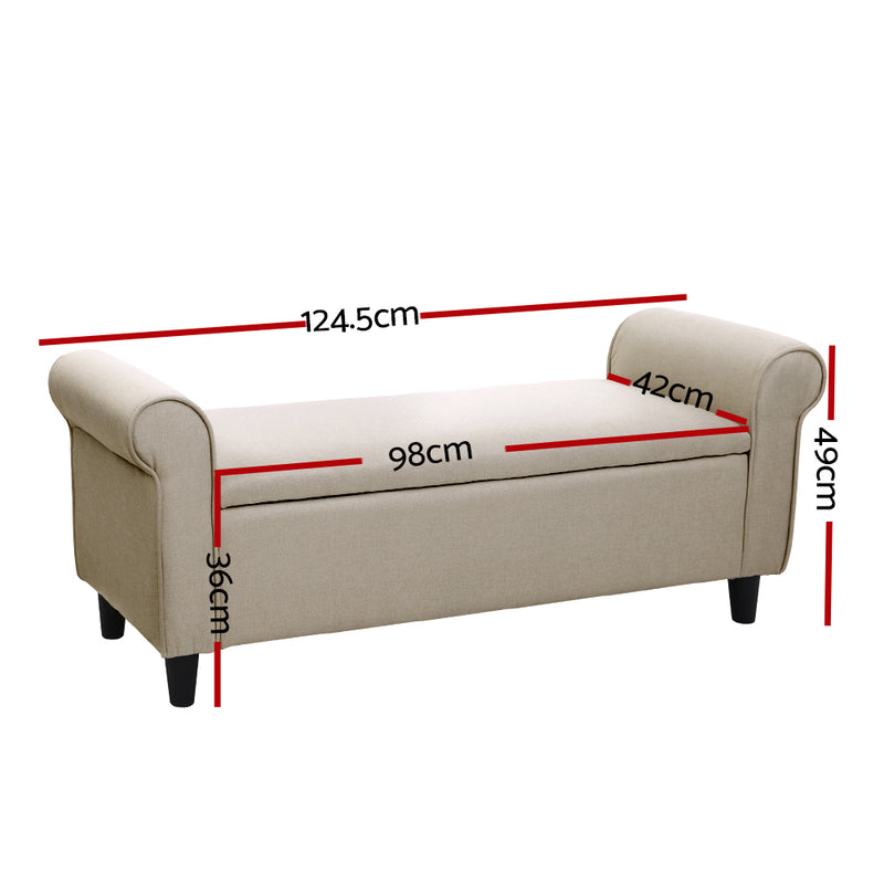 Evreaux Arm Storage Ottoman - Taupe