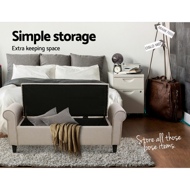 Evreaux Arm Storage Ottoman - Taupe