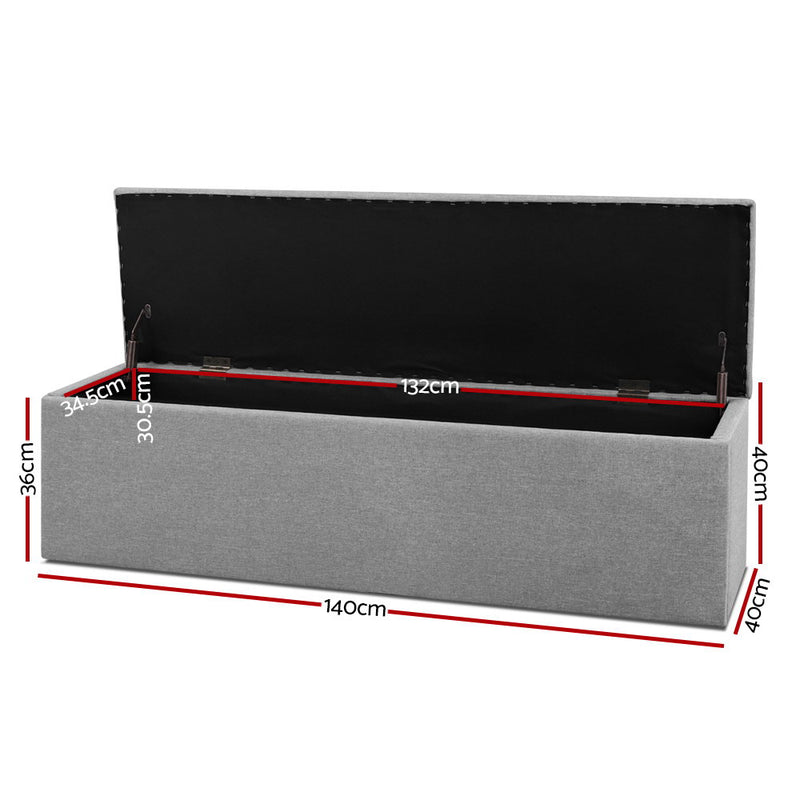 Relans Storage Large Ottoman  - Light Grey
